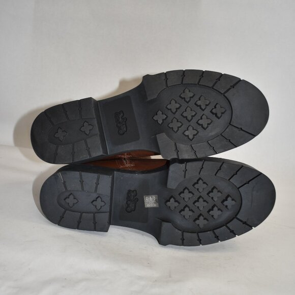 $350 COACH Lacey Bootie BUCKLED CHUNKY LEATHER BROWN GOLD HARDWARE 9 (MF6) - Picture 7 of 8